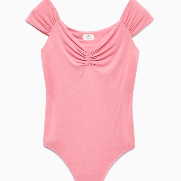 Wilfred Tops - Wilfred bodysuit pink libellule scrunch shoulder